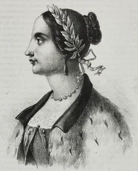 Portrait de Laura Bassi Veratti (1711-1778), physicienne et académicienne italienne, lithographie de Salvatore Puglia de Poliorama Pittoresco, n 4, 4 septembre