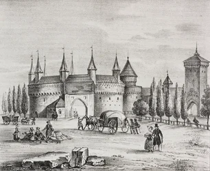 Porte Saint-Florian, Cracovie, Pologne, lithographie de Salvatore Puglia de Poliorama Pittoresco, n 22, 4 janvier