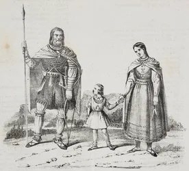Varègues, peuple de la péninsule scandinave, lithographie de Salvatore Puglia de Poliorama Pittoresco, n 42, 27 mai