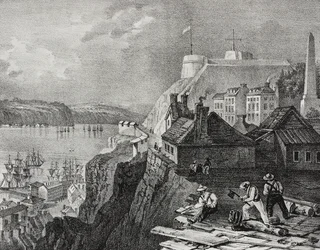 Vue de la ville de Québec, Canada, lithographie de Salvatore Puglia de Poliorama Pittoresco, n 46, 24 juin