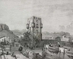 Villa du prince de Butera à Bagheria, Palerme, Sicile, lithographie de Salvatore Puglia de Poliorama Pittoresco, n 3, 28 août