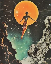 Femme flottante Soleil cosmique