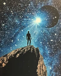 Un homme contemplant le cosmos