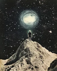 Un homme sous la lumière cosmique