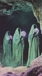 Des figures mystérieuses dans une grotte