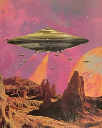 Planète désertique de science-fiction rétro
