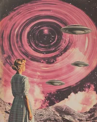 Vue rétro-futuriste de la galaxie