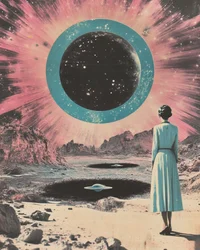 Monde rétro des femmes extraterrestres