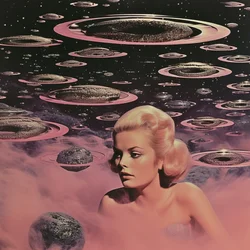 Rêve surréaliste dans un espace rose