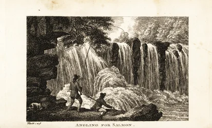 Pêcheur pêchant le saumon sur les rives d