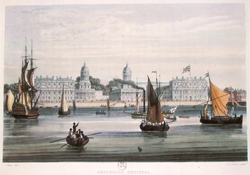 Hôpital de Greenwich, gravé par R.G. Reeve 1828