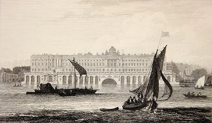 Vue de Somerset House depuis la Tamise, gravée par W.B. Cooke (1778-1855) 1814