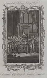 Cromwell dissolvant le Long Parlement (gravure)