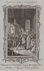 Guillaume le Conquérant saisissant son frère Odon, évêque de Bayeux et comte de Kent