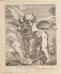 Deux putti éteignant des torches
Vis unita fortior (titre sur l