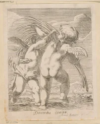 Deux putti se disputant une branche de palmier