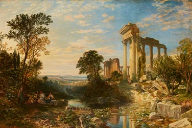 Paysage italien avec figures près des ruines