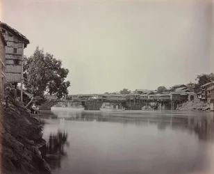 Pont des boutiques, Srinagar, Cachemire, 1864