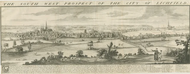 Lichfield - Vue du sud-ouest : gravure