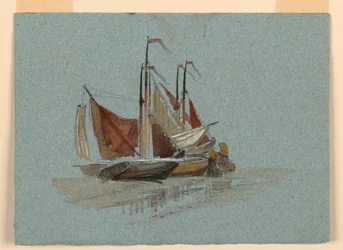 Dessin, Esquisses. Bateaux à voile de pêcheurs, 1872
