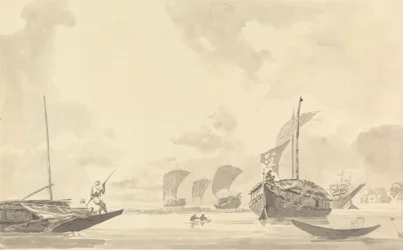 Bateaux sur le fleuve Hoogley [Hooghly]