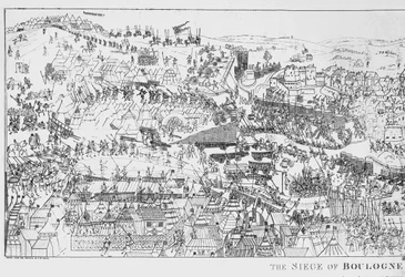 Le siège de Boulogne par le roi Henri VIII (1491-1547) en 1544, gravé par James Basire, 1788