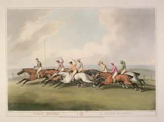Courses de chevaux de la collection Orme de gravures de sports de plein air britanniques, 1807