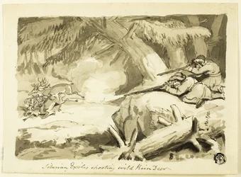 Exilés sibériens chassant le renne sauvage (recto); Coquille (verso)