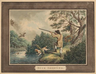 Chasse, tir, etc. [ensemble de six] : 1. Chasse aux canards
