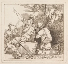 Trois gravures sur une feuille : Trois soldats