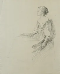 Femme assise de profil