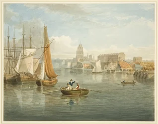 Vue sur le port flottant depuis le pont de Prince Street montrant Wapping et Redcliffe Parade