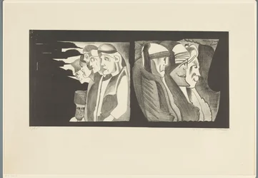Deux groupes de figures dos à dos