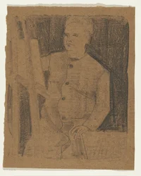 Autoportrait derrière un chevalet