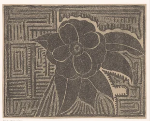 Camélia (noir; motif labyrinthique autour)