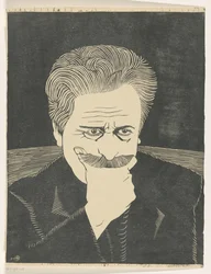 Autoportrait avec main sur la moustache