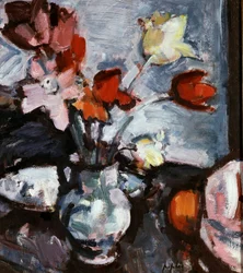 Nature morte avec tulipes. Peinture de Samuel John Peploe (1871-1935) Collection privee.