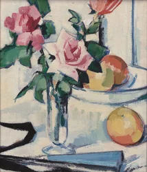 Nature morte avec roses roses
