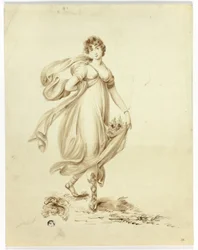 Jeune Femme Portant des Fleurs