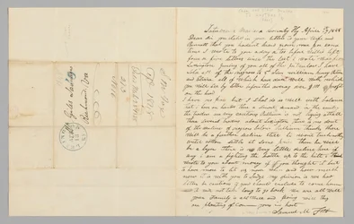 Lettre à Giles Saunders de Samuel M. Fox concernant la traite des esclaves, 17 avril 1848