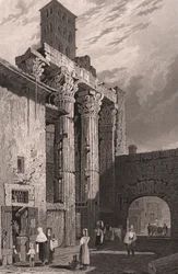 Colonnes du Temple de Mars Ultor, Rome, Latium, Italie, gravure sur acier par Samuel Prout