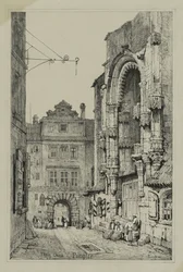 Fac-similés de croquis faits en Flandre et en Allemagne : Église de Thein, Prague