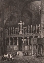 Iconostase dans la Basilique Saint-Marc, Venise, Vénétie, Italie, gravure sur acier d