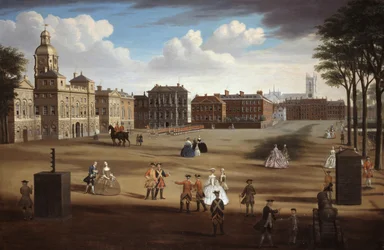 Vue de la façade ouest des Horse Guards avec le Trésor et Downing Street au-delà, c.1758