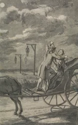 Meurtre dans la voiture (probablement un dessin pour The Tyburn Chronicle)