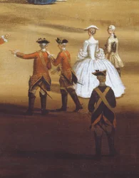 Soldats et un couple à Horseguards Parade, c.1758 (détail)