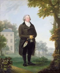Gentleman dans les jardins de sa maison, vers 1800-10