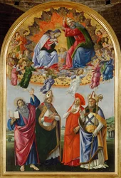 Couronnement de la Vierge avec seize anges et les saints Jean l