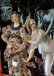 Le printemps (détail) : Zéphyr saisissant la nymphe Chloris portant un voile transparent et Flora dans sa robe de fleurs