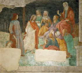 Un jeune homme (Lorenzo Tornabuoni ?) est conduit par Minerve